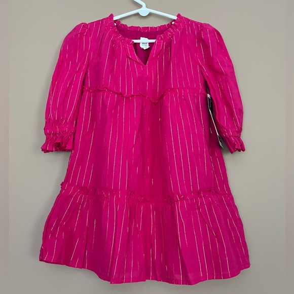 {GAP} Striped Tiered Dress in Pink & Gold - Girls XS (4/5) - NWT - Picture 1 of 11